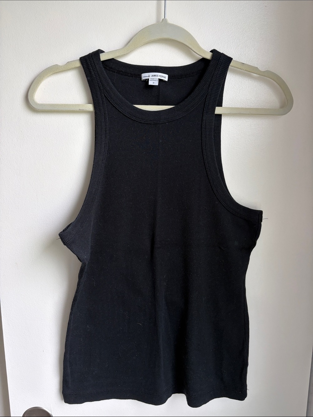 James Perse Black Ribbed Crewneck Tank